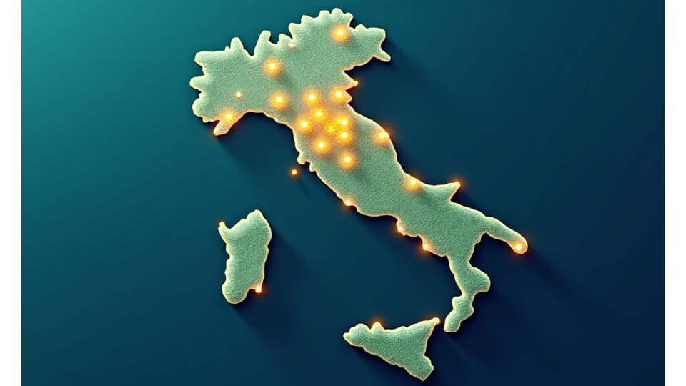 Mappa interattiva della community Alba Nuova in Italia, con maggiore densità di membri a Roma.