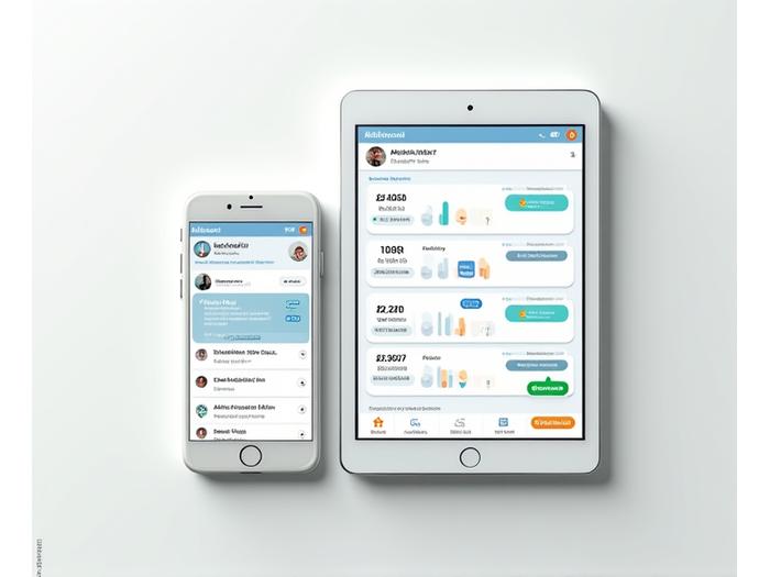 Screenshot dell'interfaccia dell'app Alba Nuova su uno smartphone e un tablet.