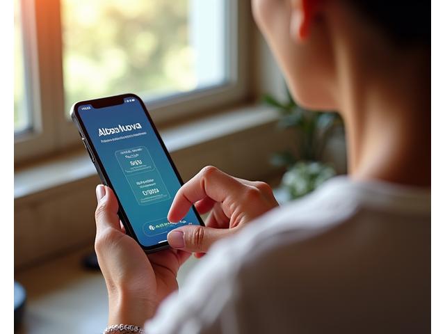 Donna che monitora il livello di glucosio con un dispositivo smart connesso all'app Alba Nuova