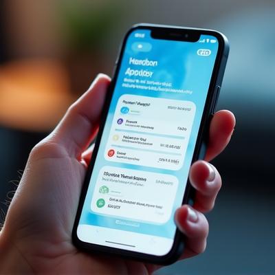 Smartphone che mostra un'applicazione per terapia digitale, con icone di supporto e progresso