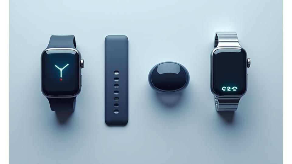 Dispositivi wearable all'avanguardia come smartwatch e anelli intelligenti che monitorano biometrici